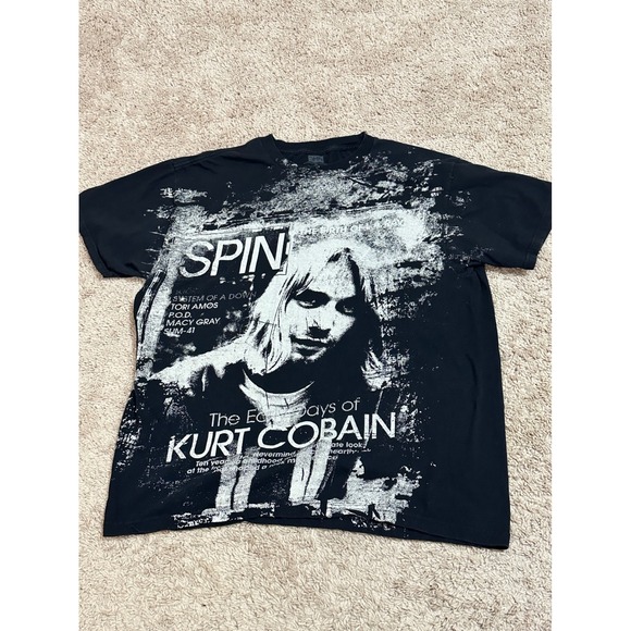 Spin Magazine Nirvana Kurt Cobain The Early Days Graphic TShirt Black XL Grunge - Picture 8 of 8